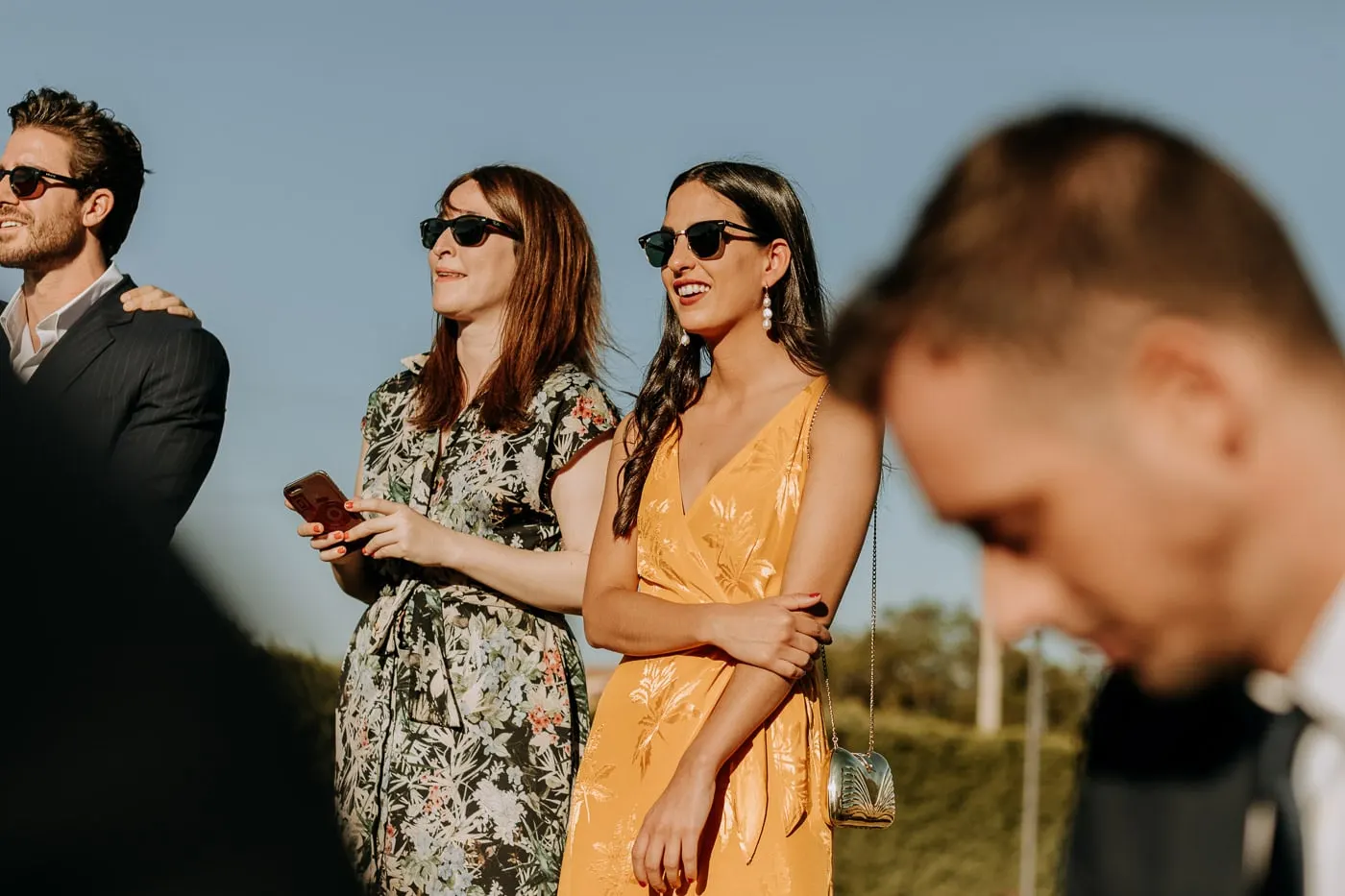 Guests standing in the sun at the ceremony, Castillo del Buen Amor