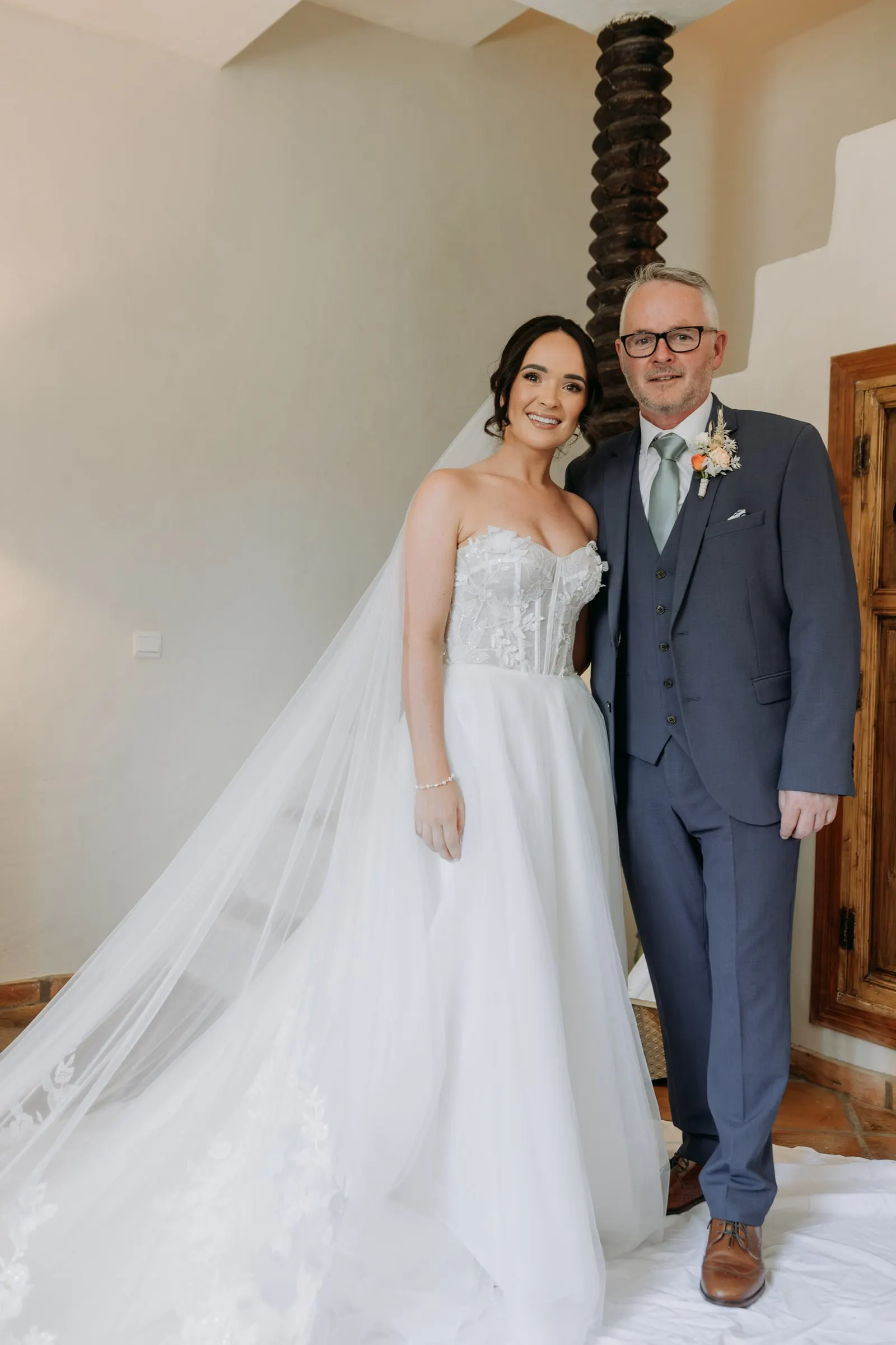 Bride and her father side by side before the ceremony at Hacienda San José